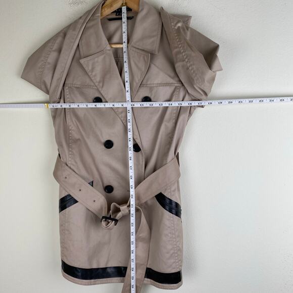 Theory Cliffa Jacket Size Small Khaki Double Breasted Trench Belted Cotton - Picture 14 of 14